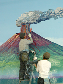 弁天湯 ヴェスピオス火山壁画